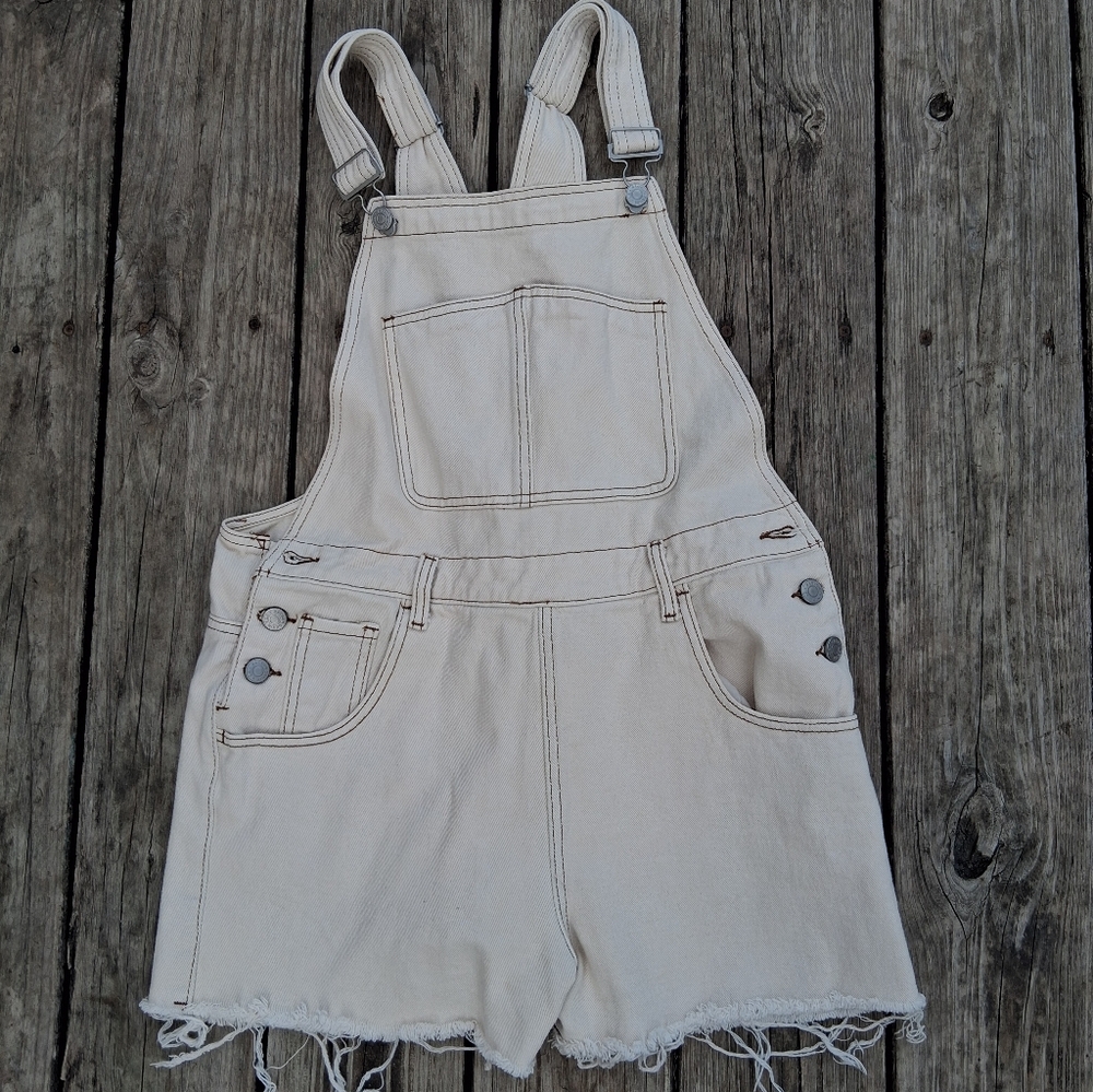 PacSun Cream Denim Shortalls
